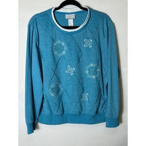 Alfred Dunner Women's Embroidered & Embellished Snowflake Sweatshirt Size PXL